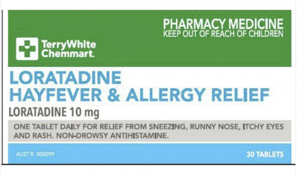 TerryWhite Chemmart Loratadine 10mg Hayferver & Allergy Relief Tablets (Pack of 30)