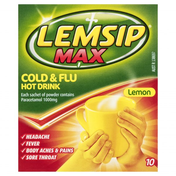 Lemsip Max Cold & Flu Hot Drink Lemon Flavour (Pack of 10 sachets)