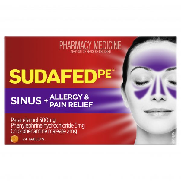 Sudafed PE Sinus + Allergy & Pain Relief Tablets (Pack of 24)