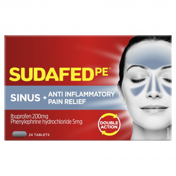 Sudafed PE Sinus + Anti-Inflammatory Pain Relief Non Drowsy Tablets (Pack of 24)