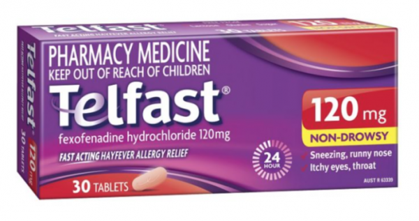 Telfast Fexofenadine 120mg Hayfever & Allergy Tablets (Pack of 30)